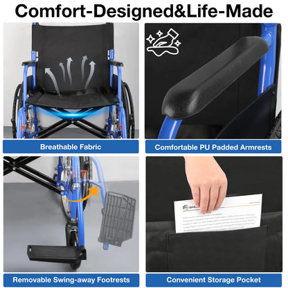 Lightweight Manual Wheelchair with Quick-Release Wheels