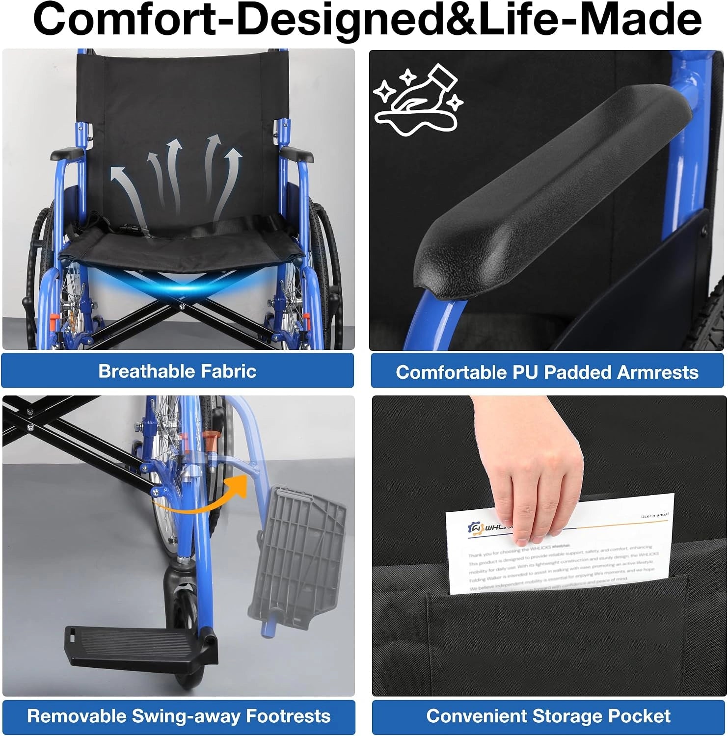Premium Manual Wheelchair – 6 Colors, Lightweight & Ergonomic