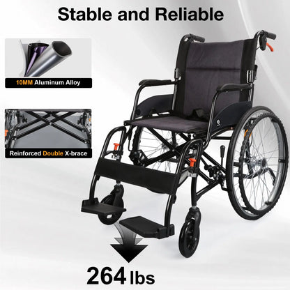 Lightweight Manual Wheelchair with Quick-Release Wheels
