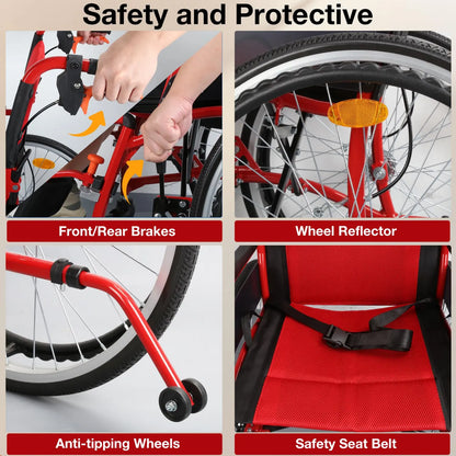 Lightweight Manual Wheelchair with Quick-Release Wheels