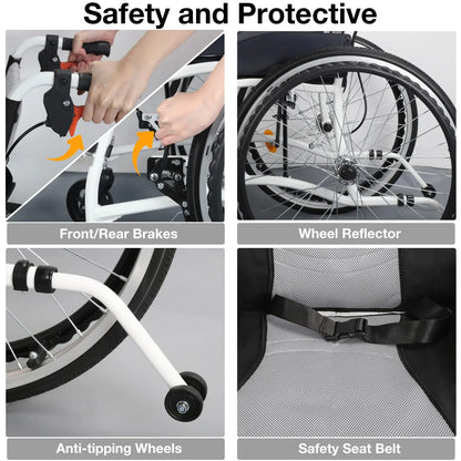 Lightweight Manual Wheelchair with Quick-Release Wheels