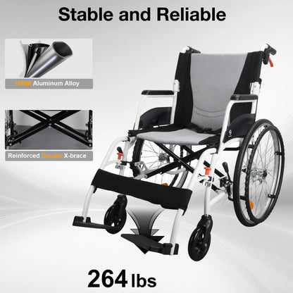 Lightweight Manual Wheelchair with Quick-Release Wheels