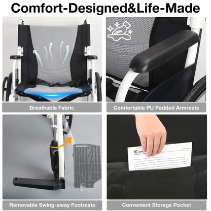 Lightweight Manual Wheelchair with Quick-Release Wheels