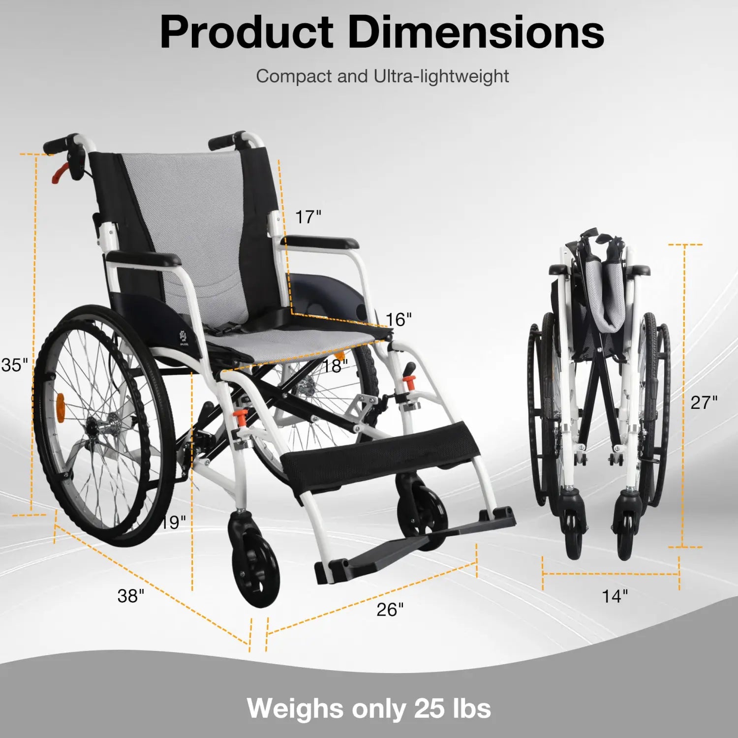 Lightweight Manual Wheelchair with Quick-Release Wheels