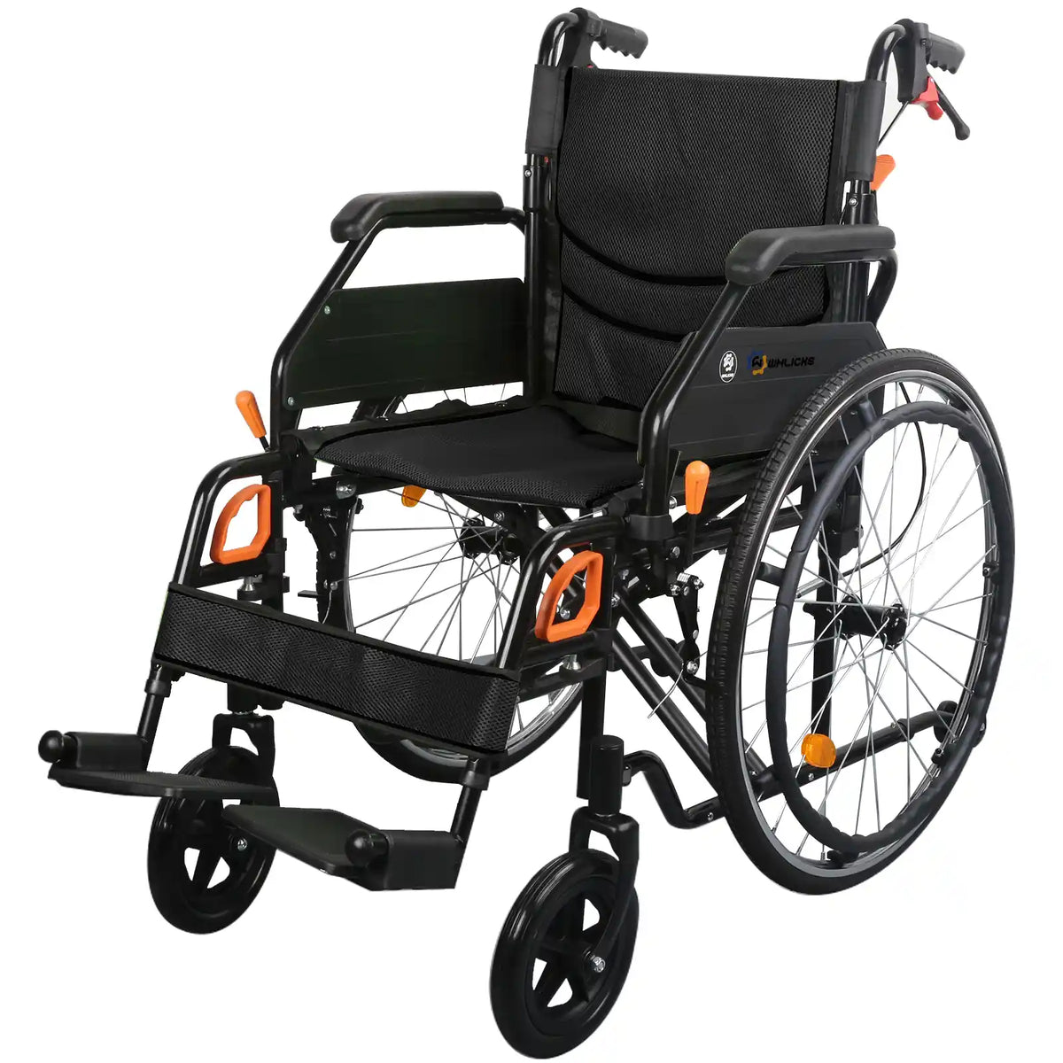 Manual Wheelchair for Adults with Quick-Release 24" Rear Wheels