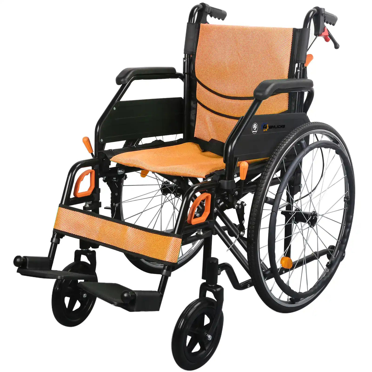 Manual Wheelchair for Adults with Quick-Release 24" Rear Wheels