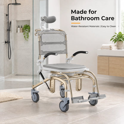 Leichter Toiletten-Duschstuhl, tragbarer Badrollstuhl