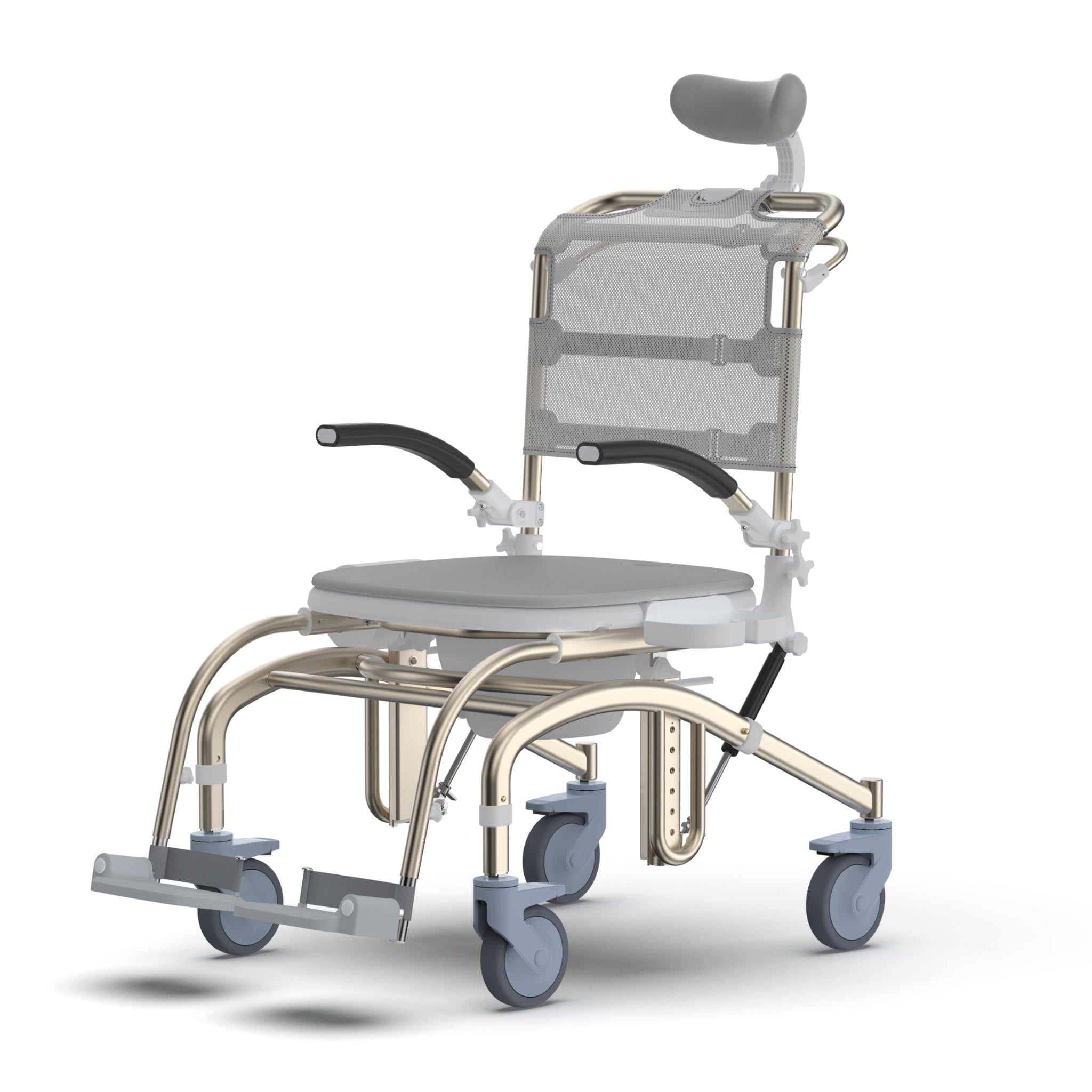 Lightweight Commode Shower Chair, Portable Bathroom Wheelchair