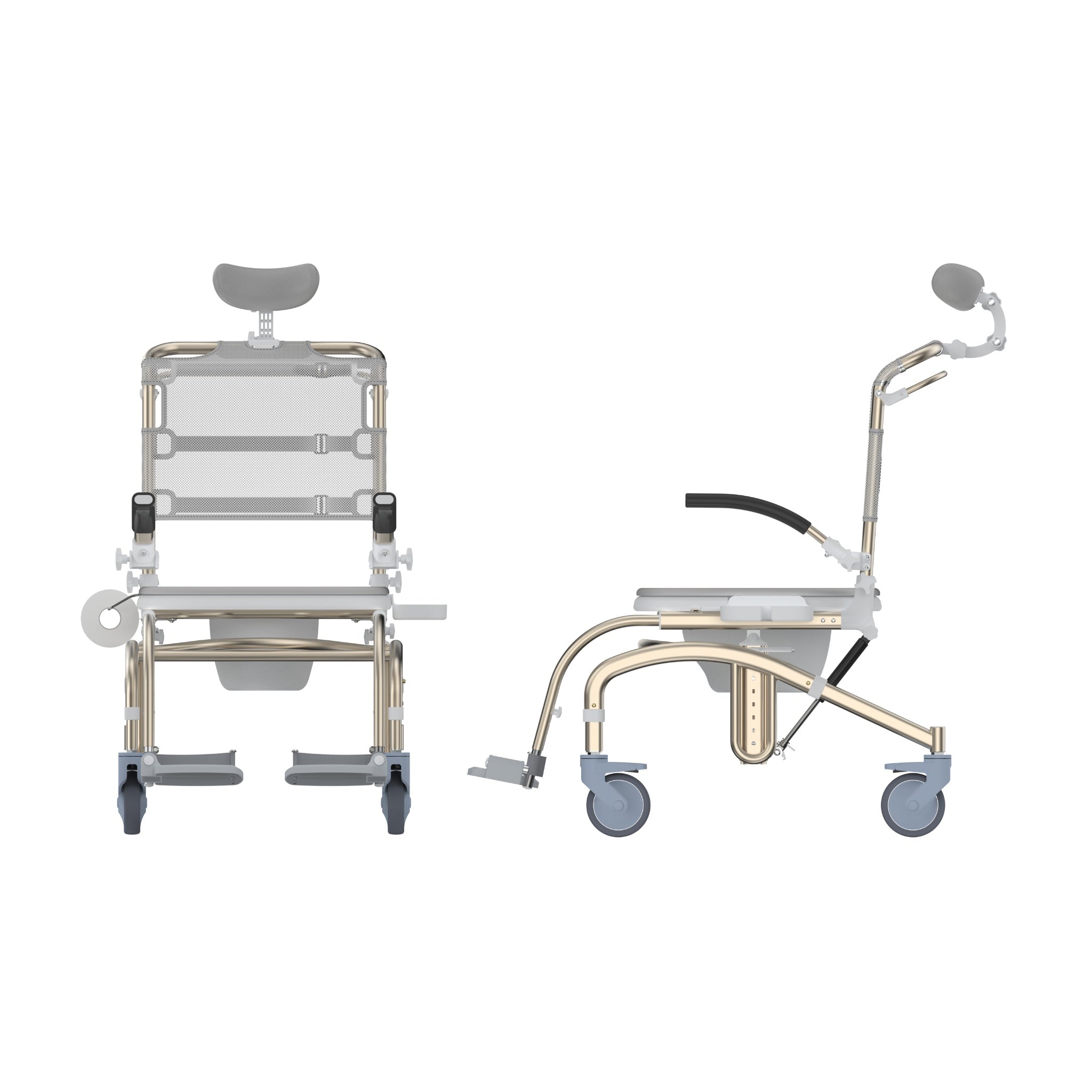 Lightweight Commode Shower Chair, Portable Bathroom Wheelchair