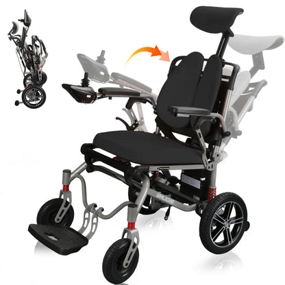 Reclining Electric Wheelchair with Adjustable Backrest & Inflatable Lumbar Support
