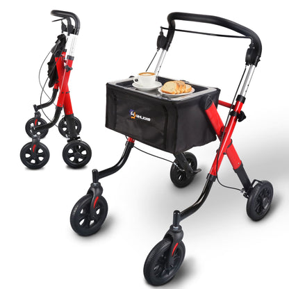 Lightweight Rollator Walker with Soft Wheels & Adjustable Height