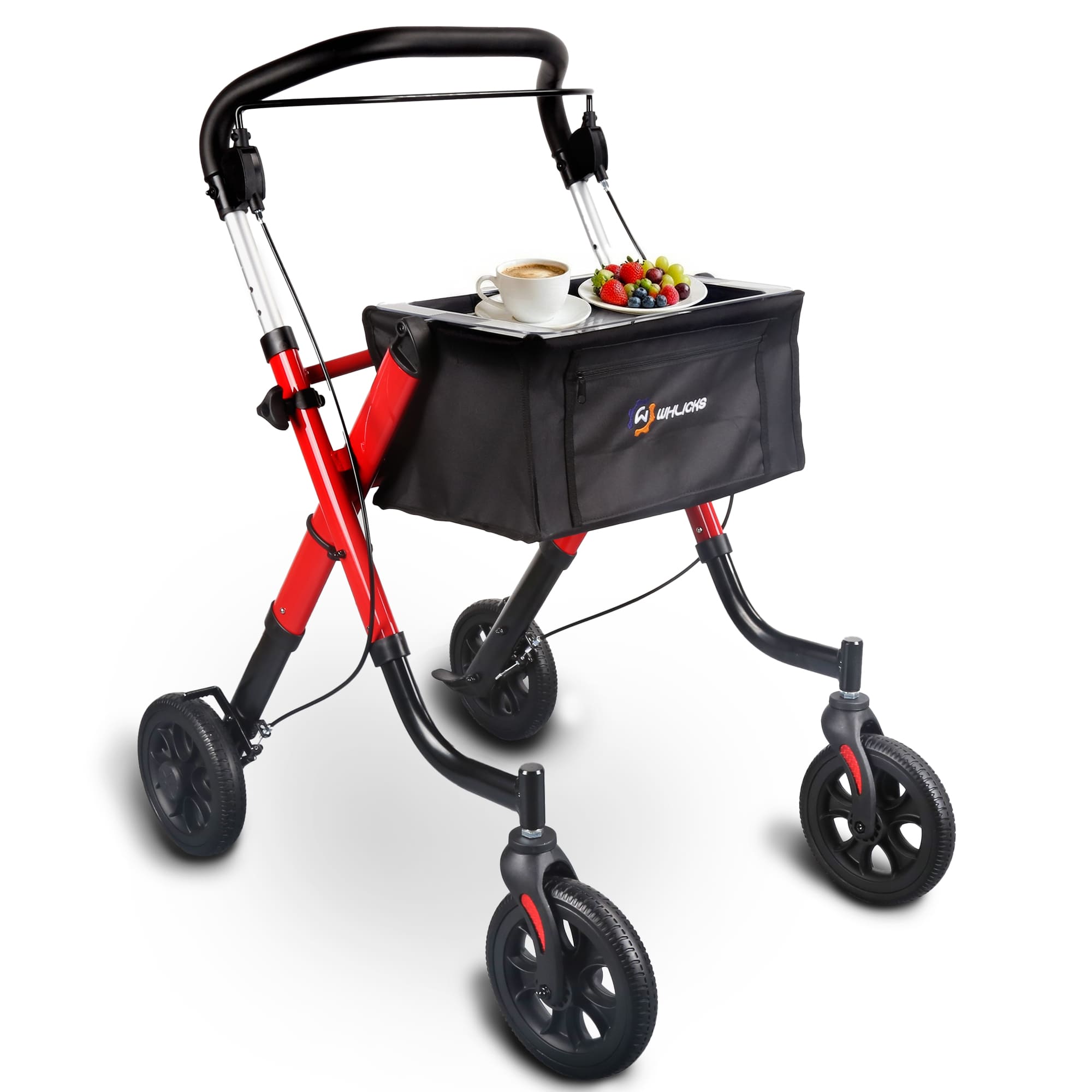 Lightweight Rollator Walker with Soft Wheels & Adjustable Height