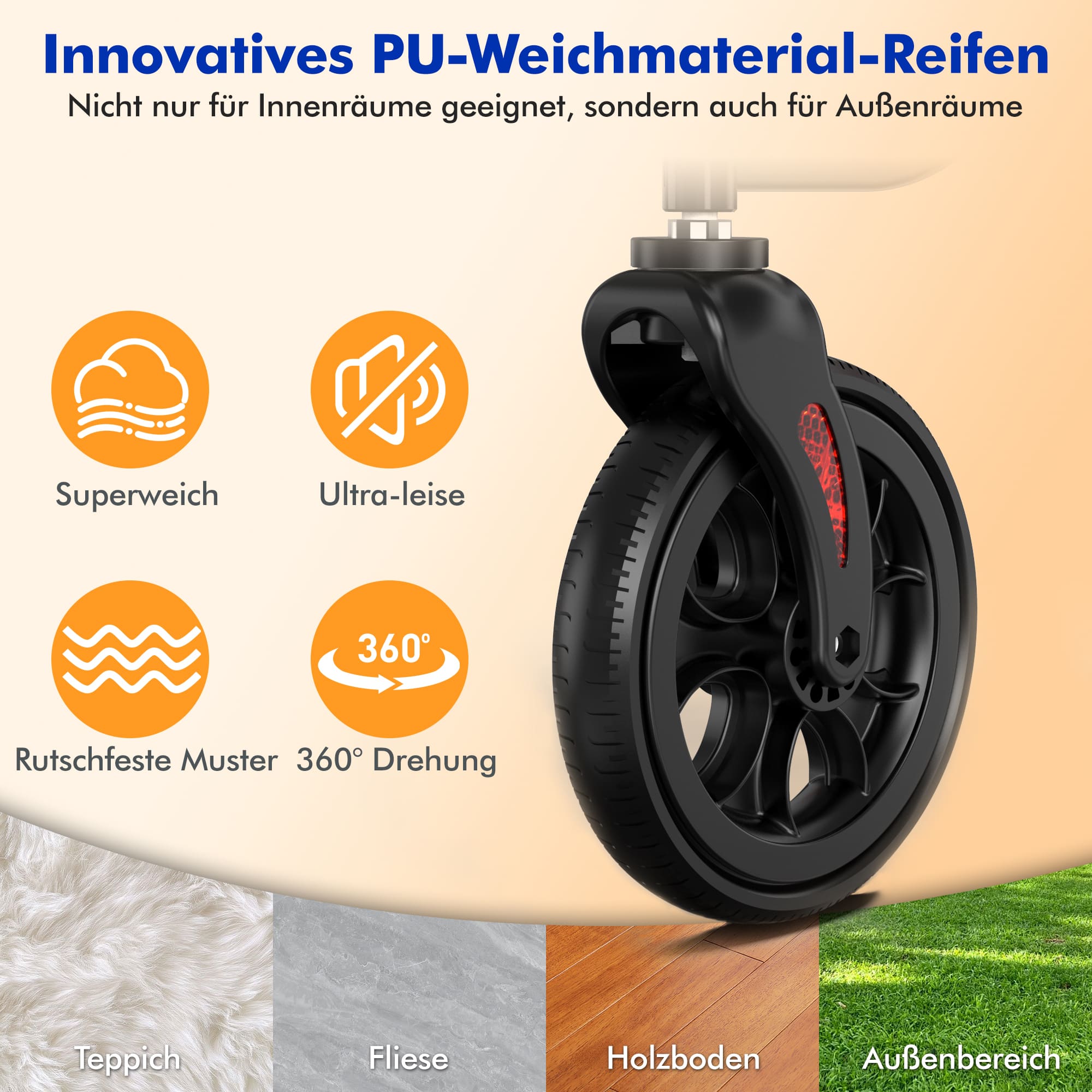 Lightweight Rollator Walker with Soft Wheels & Adjustable Height