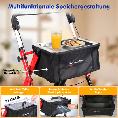 Lightweight Rollator Walker with Soft Wheels & Adjustable Height