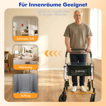 Lightweight Rollator Walker with Soft Wheels & Adjustable Height