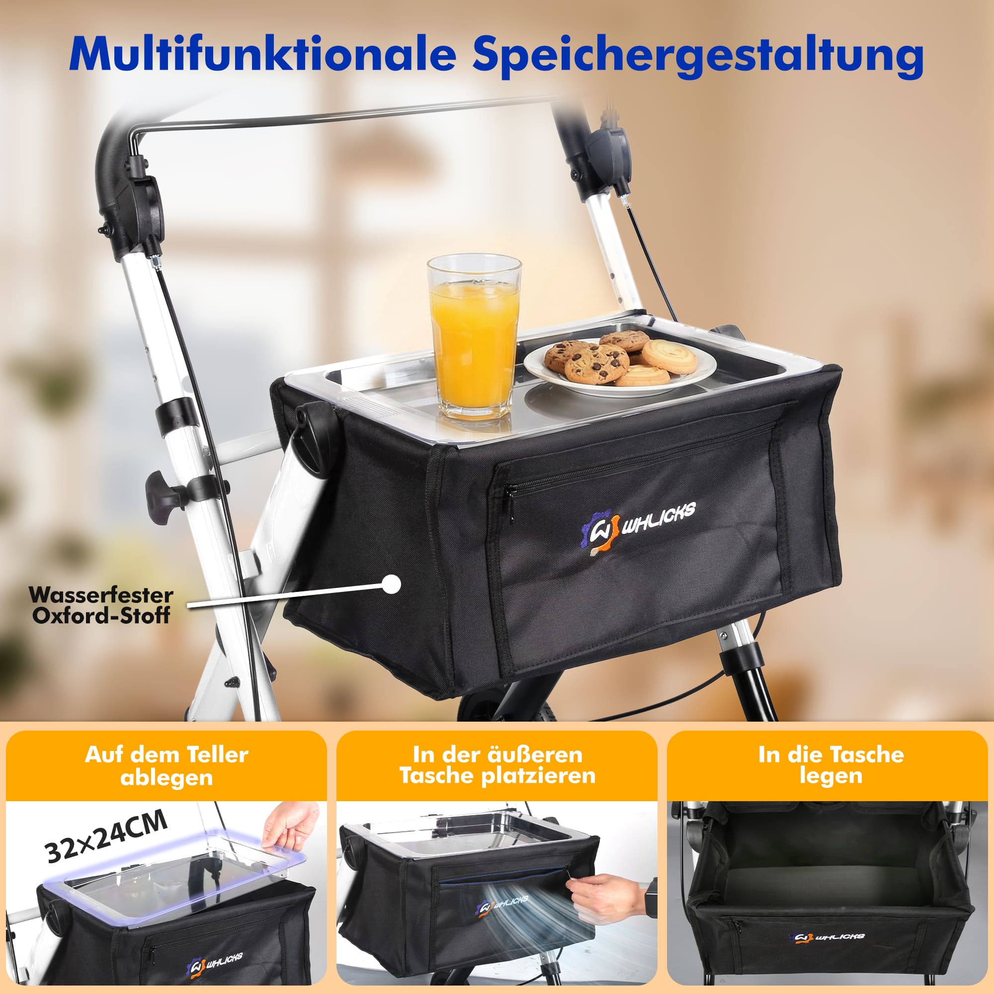 Lightweight Rollator Walker with Soft Wheels & Adjustable Height