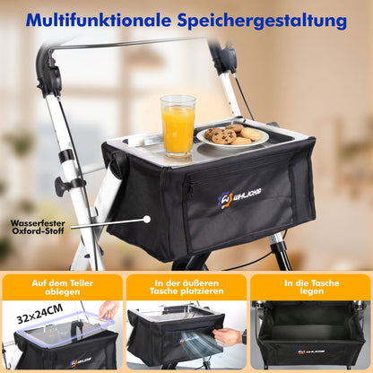 Lightweight Rollator Walker with Soft Wheels & Adjustable Height