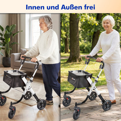 Lightweight Rollator Walker with Soft Wheels & Adjustable Height