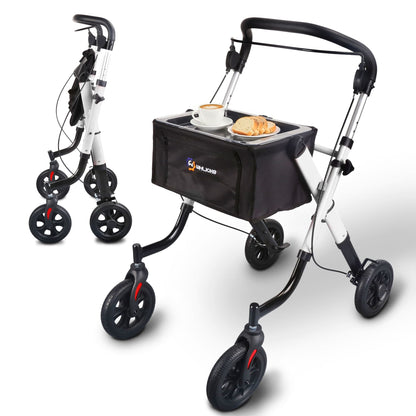 Lightweight Rollator Walker with Soft Wheels & Adjustable Height