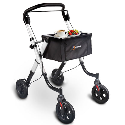 Lightweight Rollator Walker with Soft Wheels & Adjustable Height