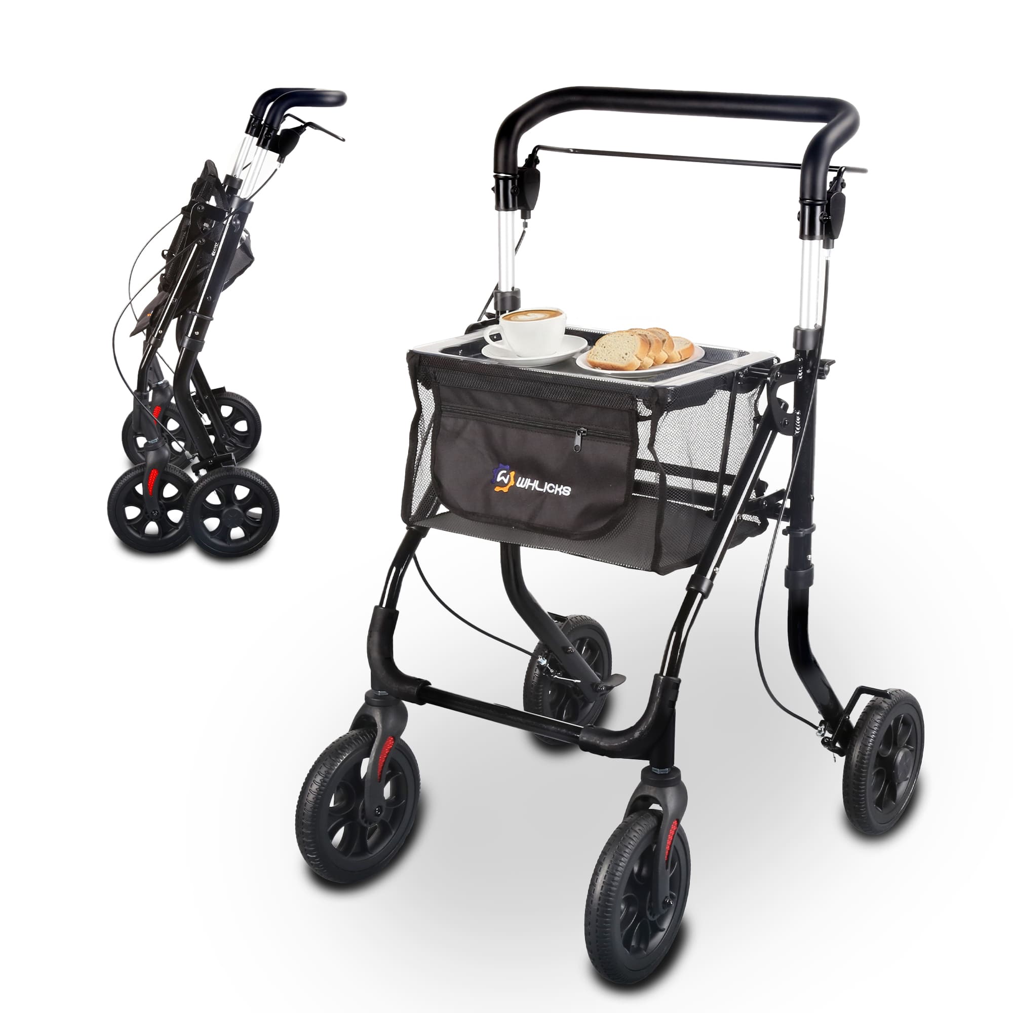 Lightweight Rollator Walker with Soft Wheels & Adjustable Height