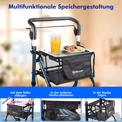 Lightweight Rollator Walker with Soft Wheels & Adjustable Height