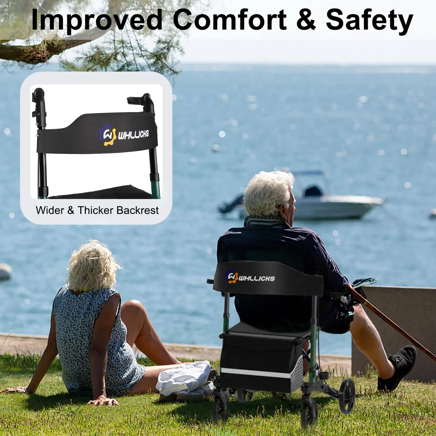 3-in-1 Heavy-Duty Foldable Rollator with Adjustable Handle Height, Supports 450 lbs