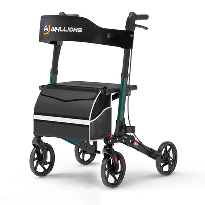 3-in-1 Heavy-Duty Foldable Rollator with Adjustable Handle Height, Supports 450 lbs