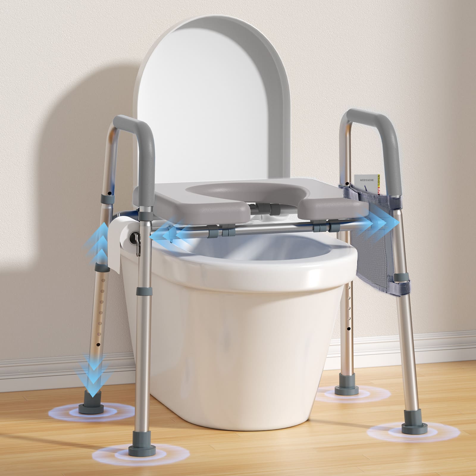Whlicks Raised Toilet Seat with Handles for Seniors– Adjustable & Comfortable Support