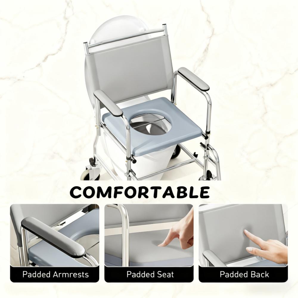 4-in-1 Foldable Rolling Home Chair with Padded Seat and Footrests