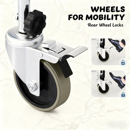 4-in-1 Foldable Rolling Home Chair with Padded Seat and Footrests