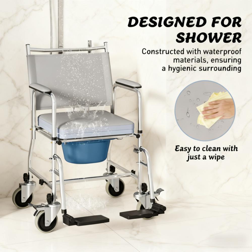 4-in-1 Foldable Rolling Home Chair with Padded Seat and Footrests