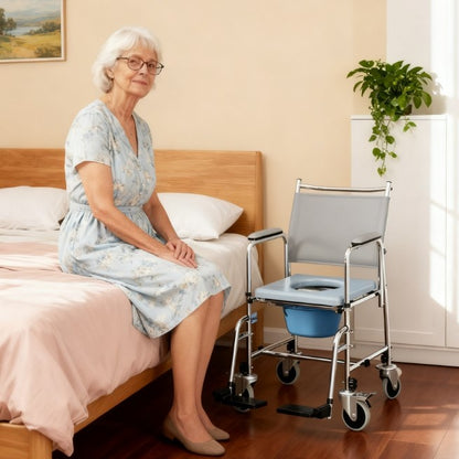 4-in-1 Foldable Rolling Home Chair with Padded Seat and Footrests