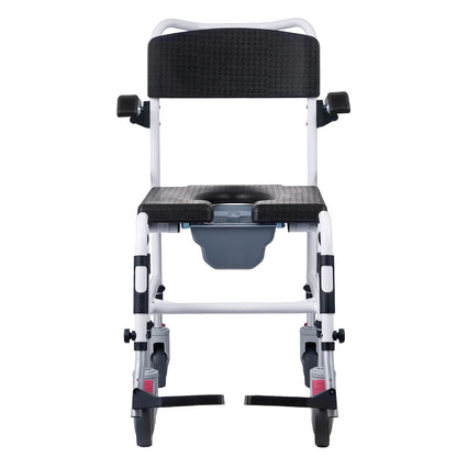 4-in-1 Shower Commode Wheelchair with Wheels & Adjustable Height