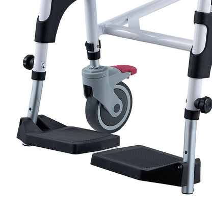4-in-1 Shower Commode Wheelchair with Wheels & Adjustable Height