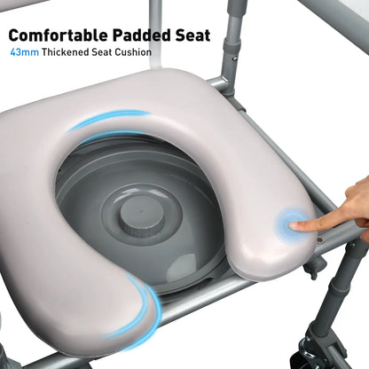 Premium 4-in-1 Shower Commode Chair with Wheels
