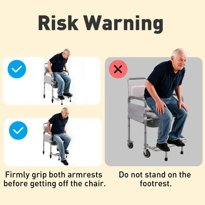 Premium 4-in-1 Shower Commode Chair with Wheels