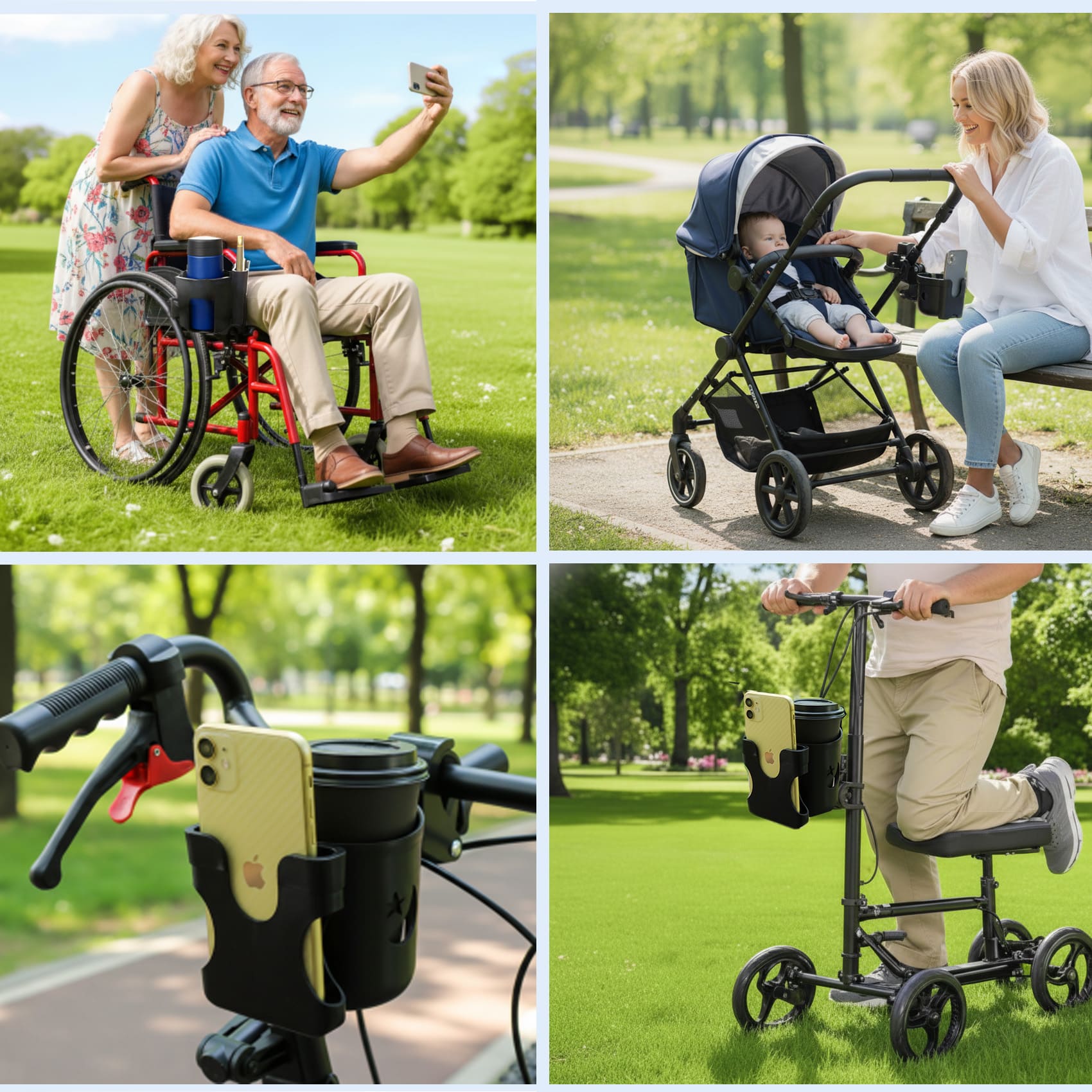 Hands-Free 2-in-1 Cup & Phone Holder for Seniors – Fits Walkers, Rollators & Wheelchairs