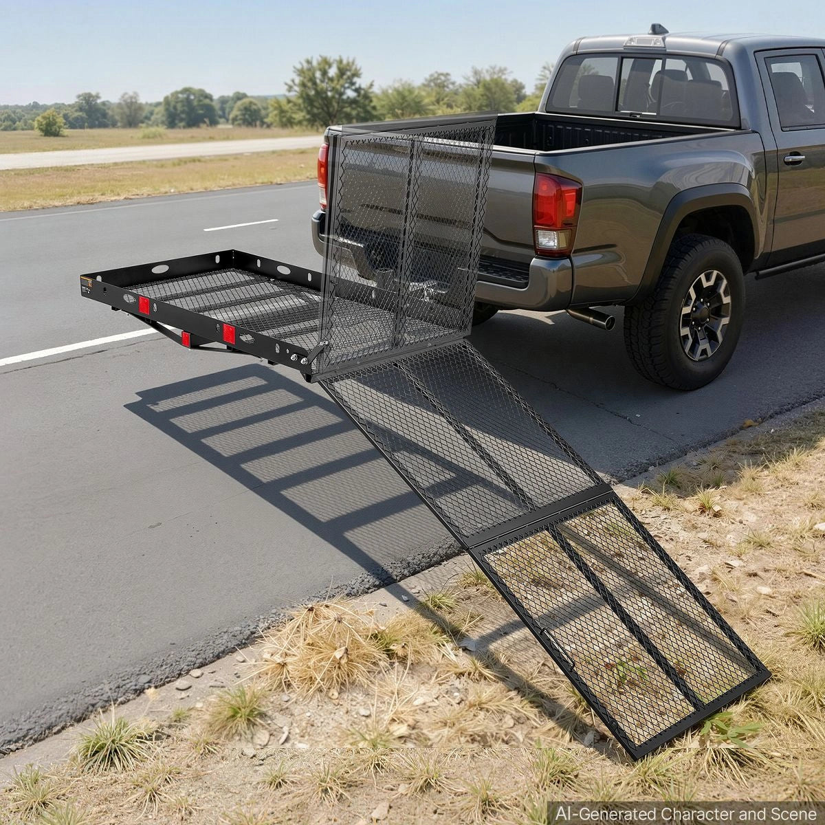 Heavy Duty Hitch Mount Wheelchair Carrier, 500 lbs Capacity with Folding Ramp