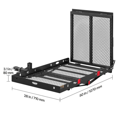 Heavy Duty Hitch Mount Wheelchair Carrier, 500 lbs Capacity with Folding Ramp