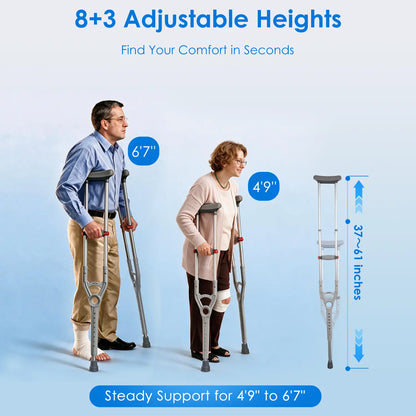 Ultra-Light Heavy-Duty Crutches with Multi-Point Adjustment
