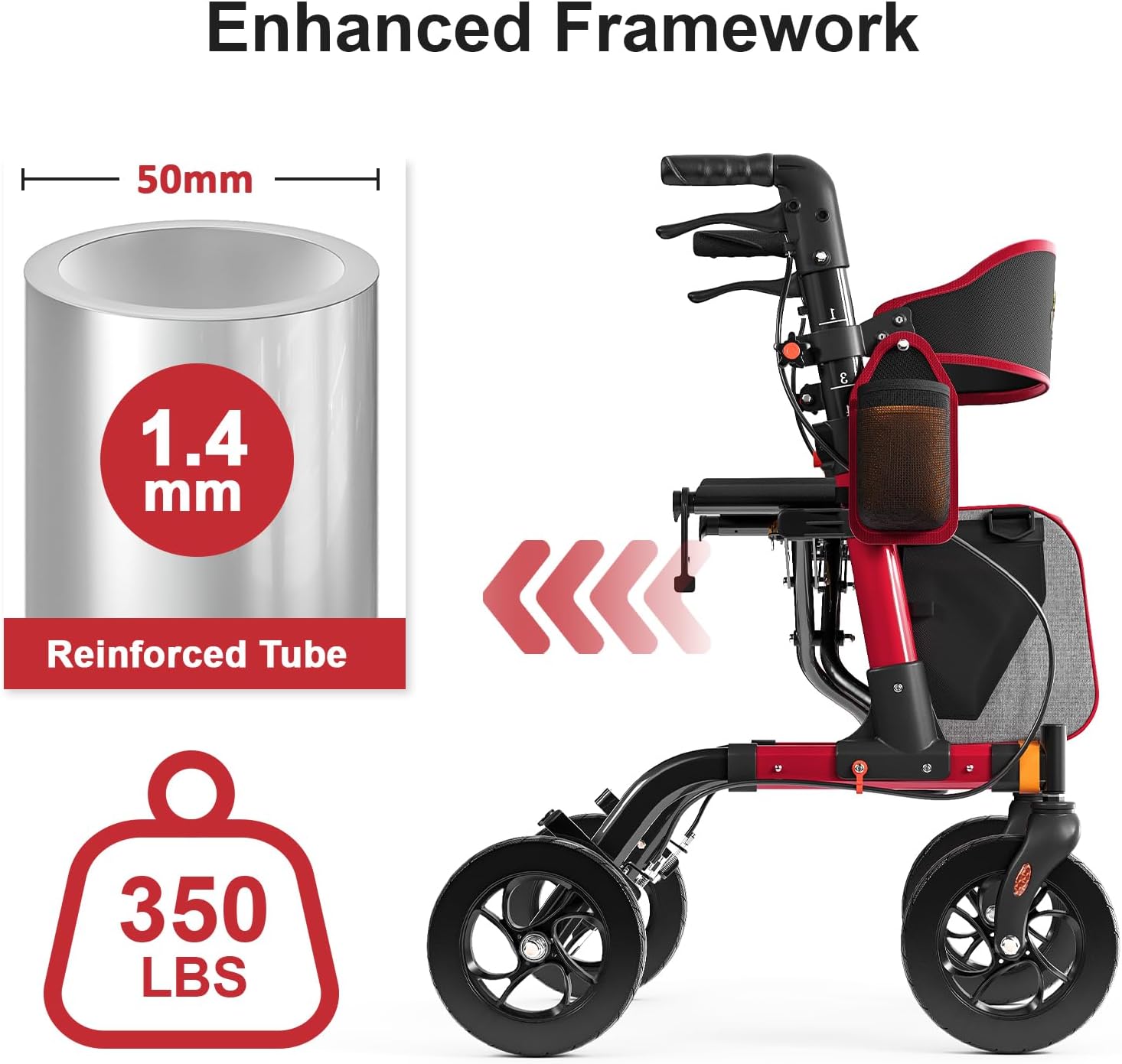 rollator support up to 350 lbs