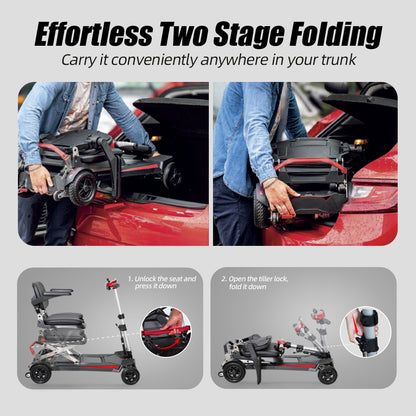 Mobifree Manual Folding Mobility Scooter for Seniors Portable Travel Mobility Scooter Easy Transport