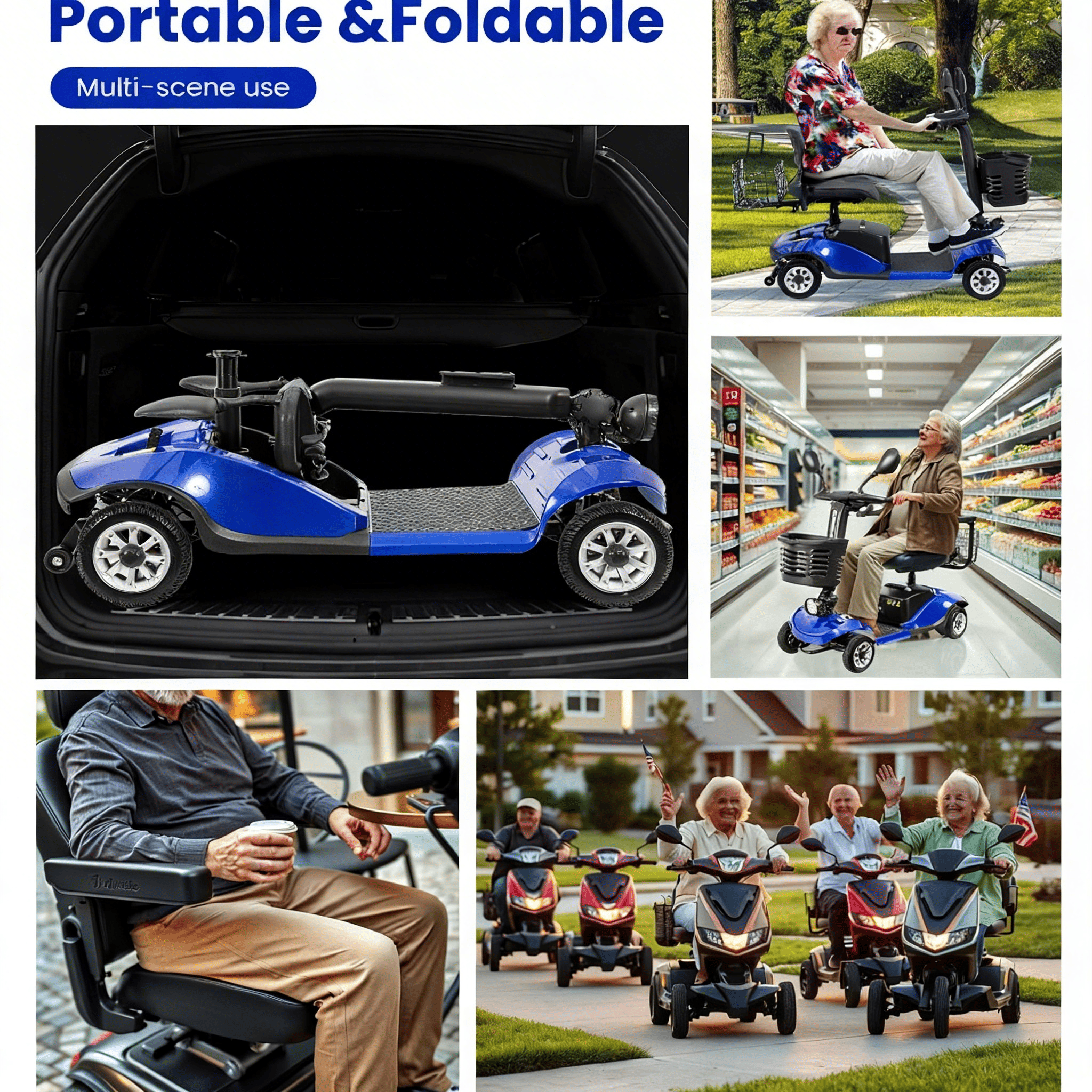 Folding Mobility Scooter for Adults Portable Travel Mobility Scooter for Seniors
