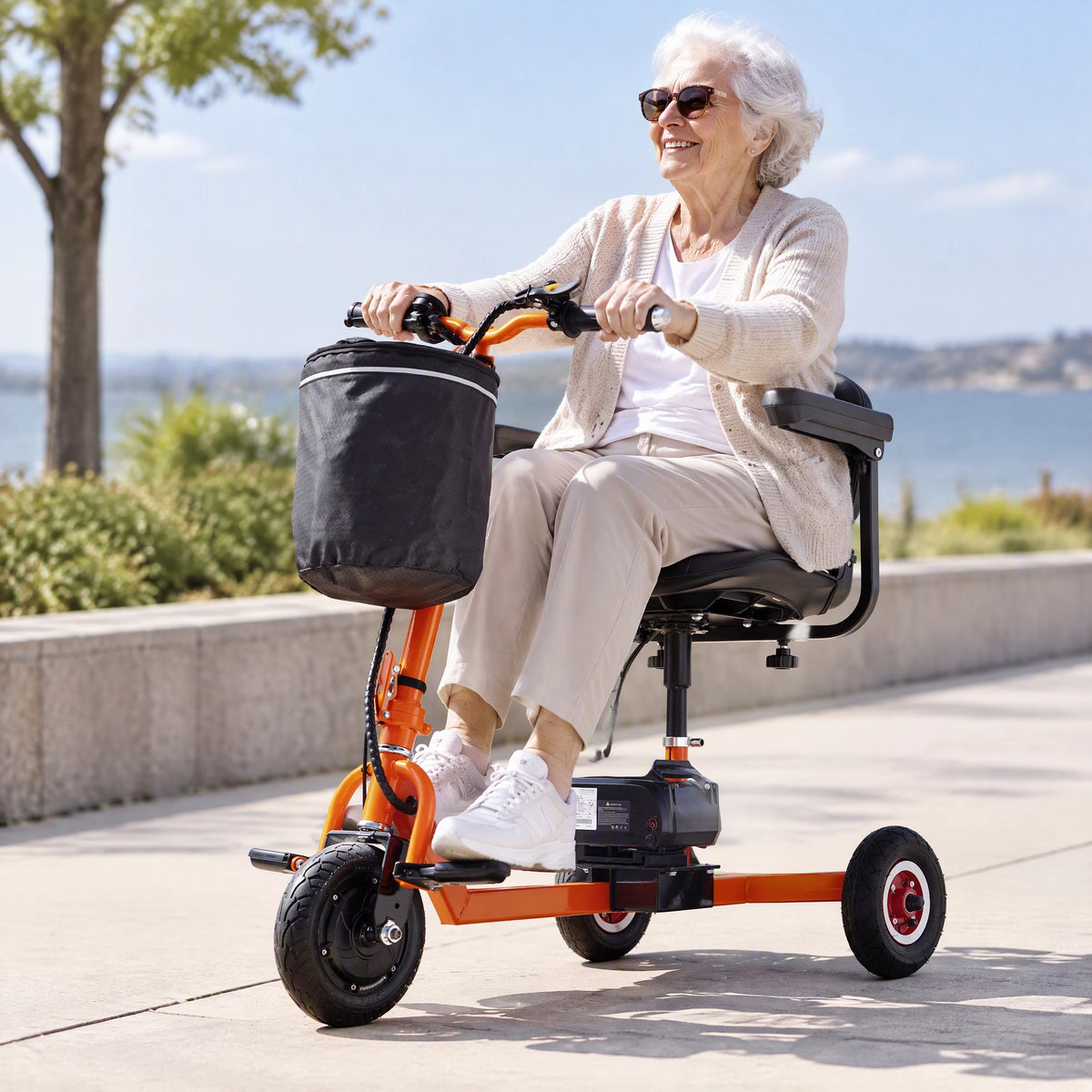 Veror 3-Rad Reisescooter Faltbarer Elektromobil Roller Tragbarer Scooter für Senioren Lange Reichweite