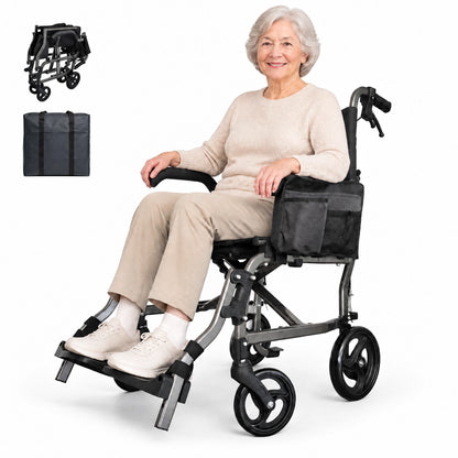 Ultra-Light Travel Wheelchair, Folds into Included Carry Bag