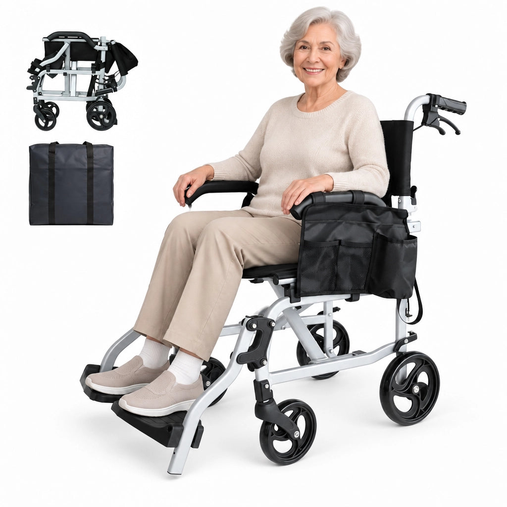 Ultra-Light Travel Wheelchair, Folds into Included Carry Bag