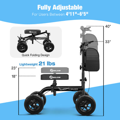 All-Terrain Knie-Scooter für Erwachsene – faltbarer Knie-Rollator zur Genesung nach Fuß- und Knöchelverletzungen