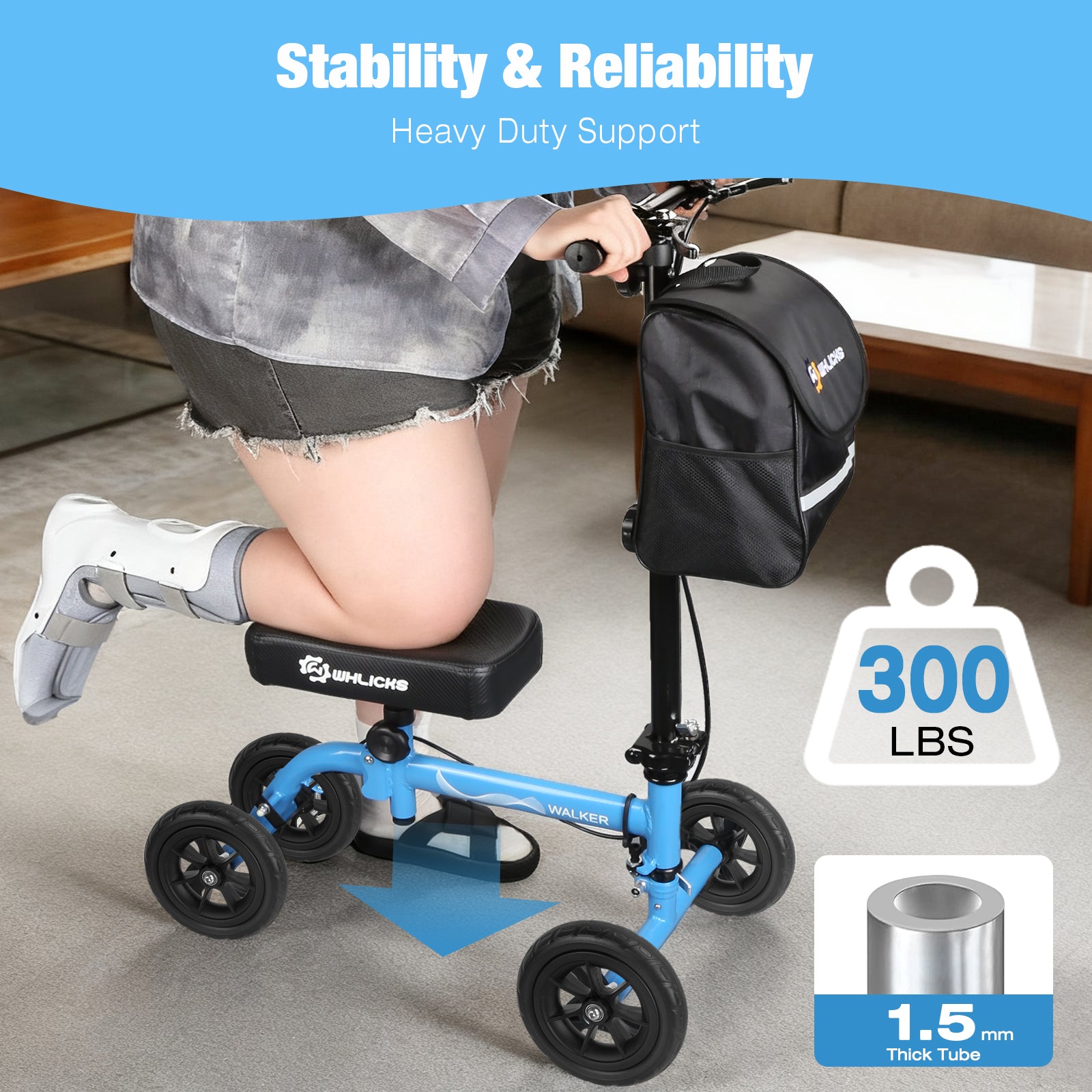All Terrain Knee Scooter for Adults – Foldable Knee Walker for Foot & Ankle Injury Recovery
