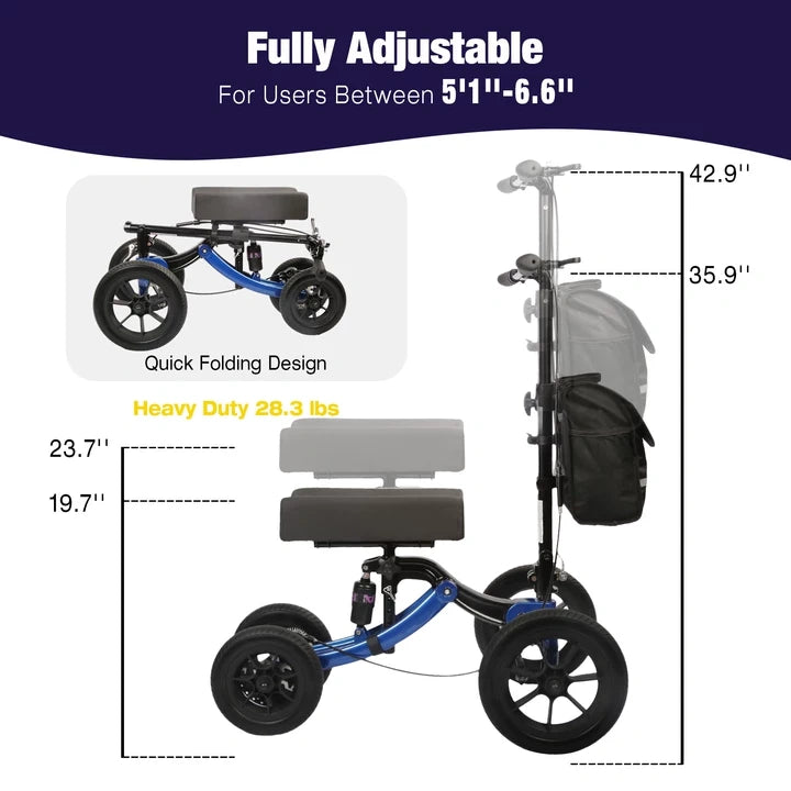 All Terrain Knee Scooter for Foot Injuries, 15" Big Knee Pad